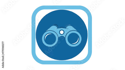 Vector illustration of binoculars icon, symbol for search, discovery, and exploration, on a transparent background