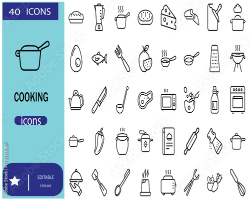Cooking and Kitchen Vector Icons Collection