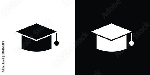 Graduation cap icon vector graphics. filled vector sign, Symbol illustration.