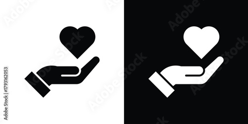 Hand holding heart icon vector graphics. filled vector sign, Symbol illustration.