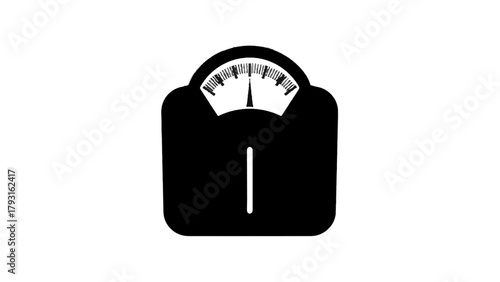 Vector illustration of silhouette of a weighing scale, representing weight measurement and health tracking on a transparent background