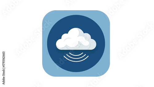 Vector illustration of cloud icon with signal waves on a transparent background