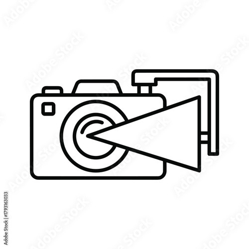 Camera icon with flash, representing photography and lighting