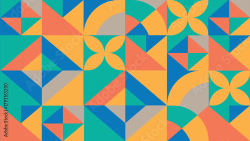 Abstract geometric pattern design in retro style. Vector illustration. booklet, website and other design project. Seamless vector background.