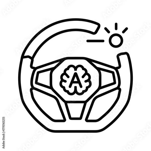 Steering wheel icon with autonomous driving symbol