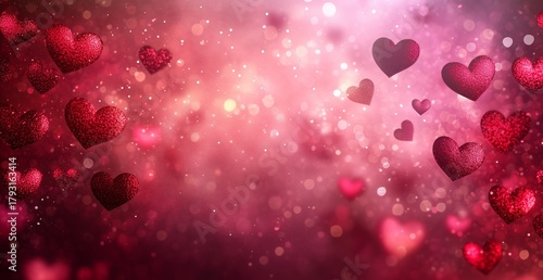 Colorful Hearts Decorating a Dreamy Background Suitable for Romantic Occasions and Celebrations