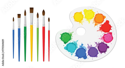A colorful artist s palette with paintbrushes representing creativity and art