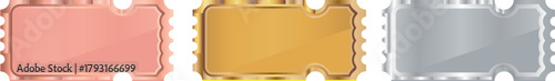 set of coupon templates with a metallic texture, namely with a gold texture, for backgrounds for awards, achievements or rating icons