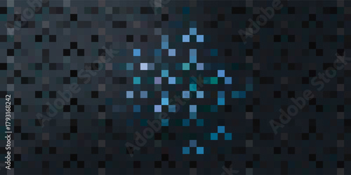 A glowing blue and cyan pixel art structure with a symmetrical fractal-like design.