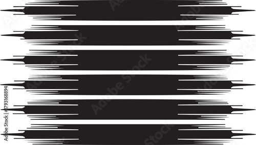 Black abstract speed lines graphic elements on white background vector