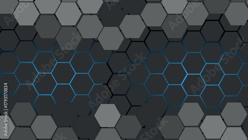 Cyber Hex Grey blue colorful abstract honeycomb pattern for technology background.