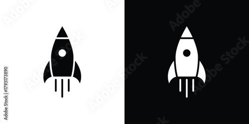 Rocket launch icon vector graphics. filled vector sign, Symbol illustration.