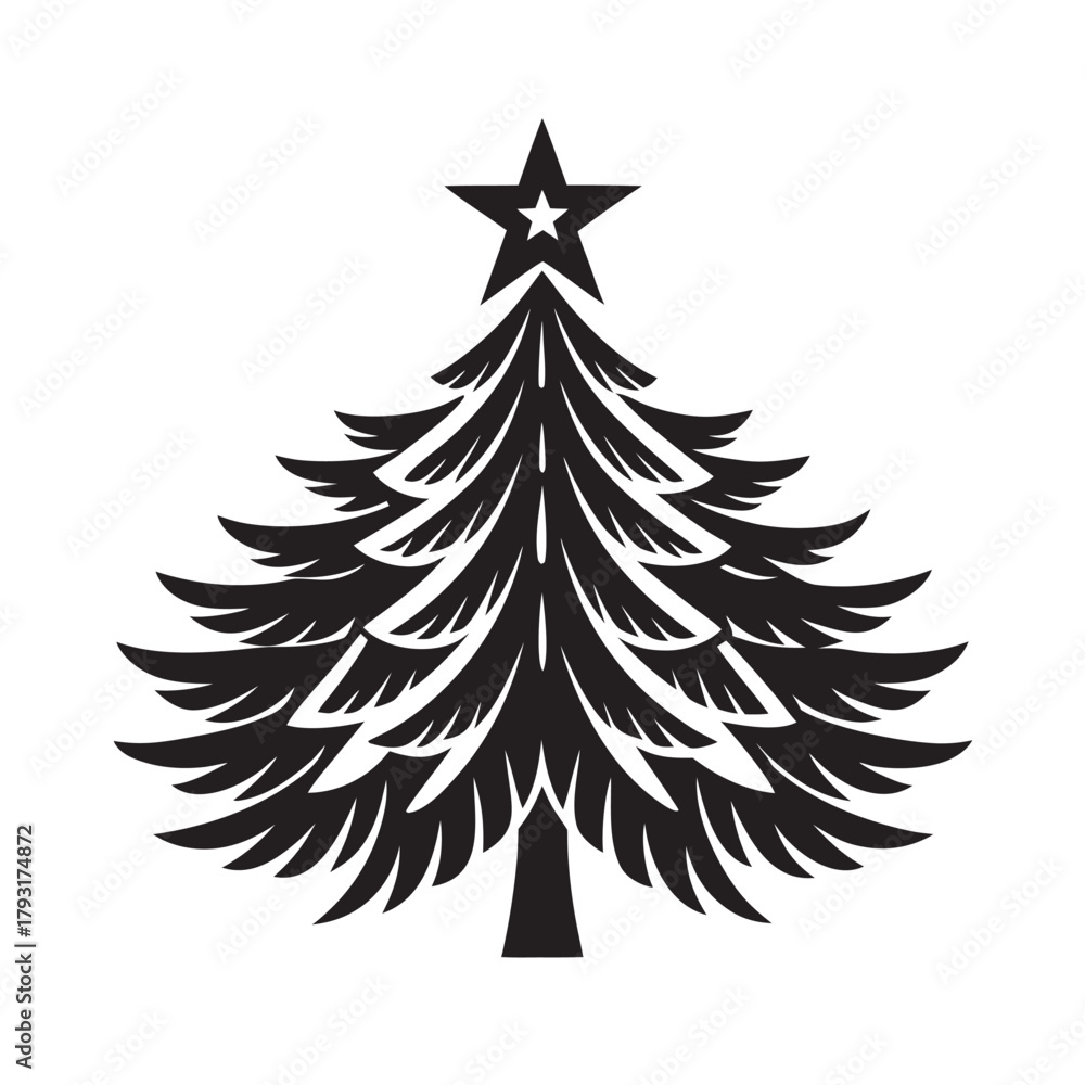Obraz premium Angelic Wing Christmas Tree Silhouette Design