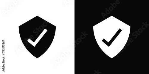 Shield check icon vector graphics. filled vector sign, Symbol illustration.