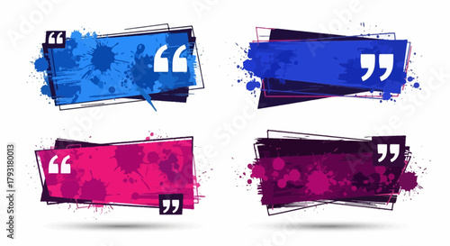 Quote Box Grunge Style: Colorful Text Placeholders