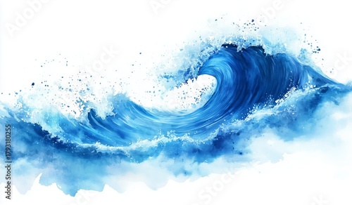 Waves of Blue Watercolors Create a Serene Landscape With Soft Blending and Subtle Splashes.