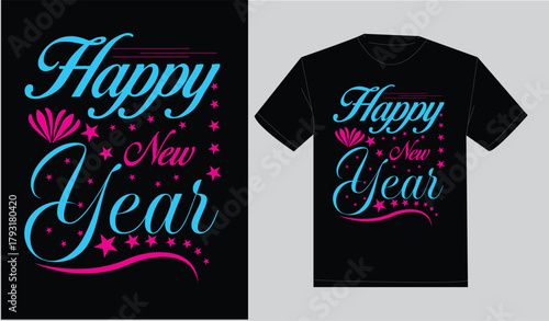 Print ready typography happy new year t-shirt design 2026
