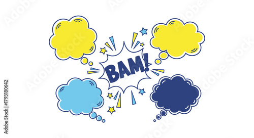 Comic Style Speech Bubbles with "BAM!"