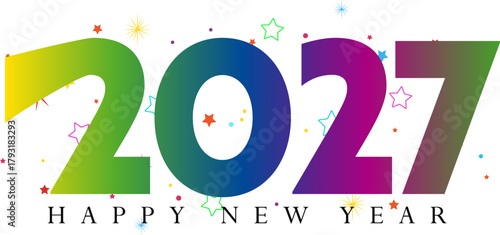 Happy New Year 2027 Celebration With Colorful Decorations and Stars