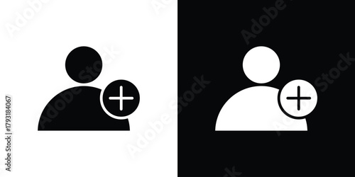 User add icon vector graphics. filled vector sign, Symbol illustration.