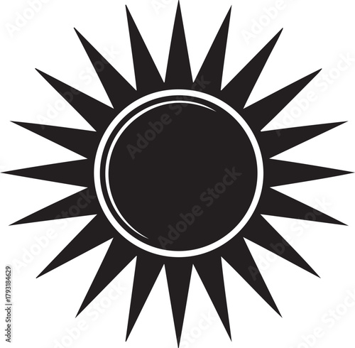 Vector Illustration of a Stylized Black Sun Icon