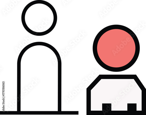 Two abstract figures, one coloured