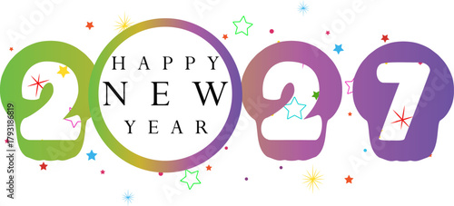 Happy New Year 2027 festive and colorful celebratory greeting card