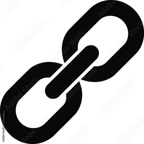 Bold black chain link icon symbolizing connection and hyperlink