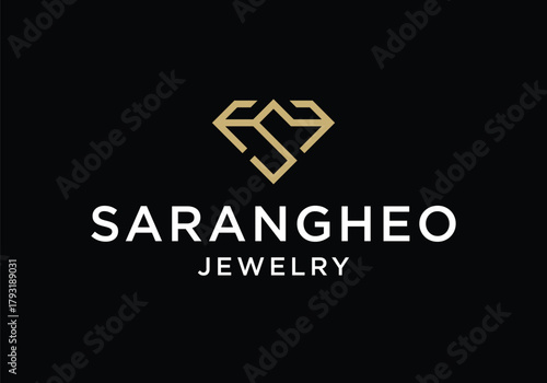 Diamond gems initial letter S logo design template