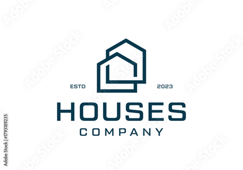 home house line art logo design template