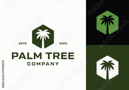 palm tree hipster rustic logo icon design template