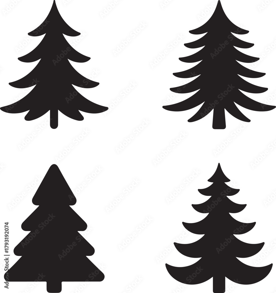 Obraz premium Silhouette Fir Trees A Collection of Evergreen Illustrations
