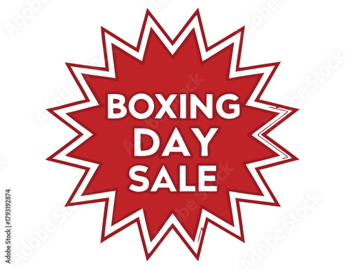 A red starburst graphic with white text announces a "BOXING DAY SALE".