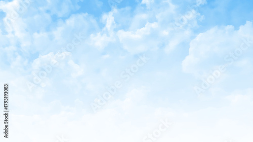 Background with clouds on blue sky. A visual representation of serenity and boundlessness. Vector background. 