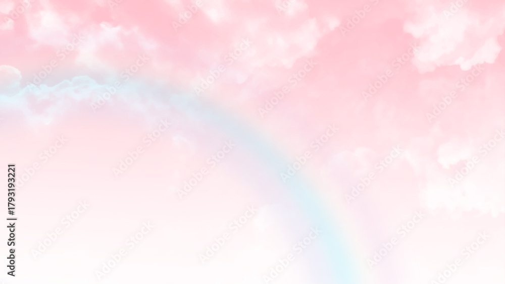 Naklejka premium Pink sky with white clouds. valentine's day sweet dream background love and happiness. 