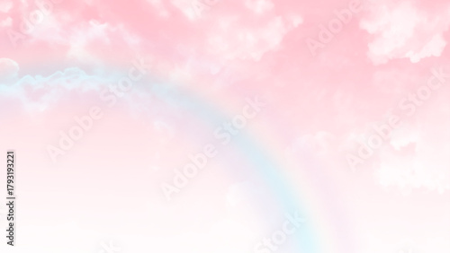 Pink sky with white clouds. valentine's day sweet dream background love and happiness. 