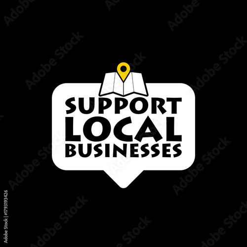 Support local businesses icon isolated on black background