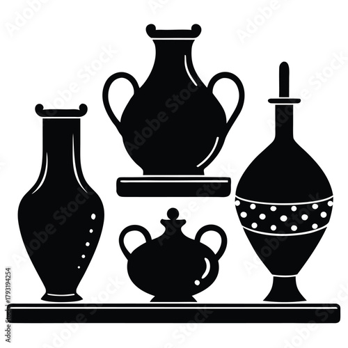 vintage pottery on white