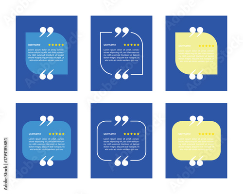 Quote frames templates set. Speech bubble quotes template. 