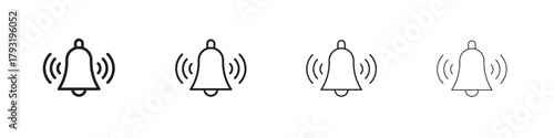 Bell ring icon set. editable stroke eps 10 vector illustration.