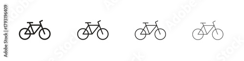 Biking mountain icon set. editable stroke eps 10 vector illustration.