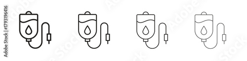 Blood transfusion icon set. editable stroke eps 10 vector illustration.