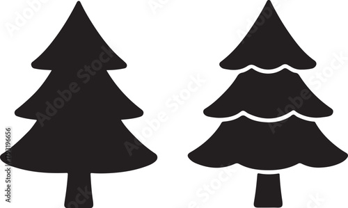 Black Silhouette of Two Evergreen Trees Icons