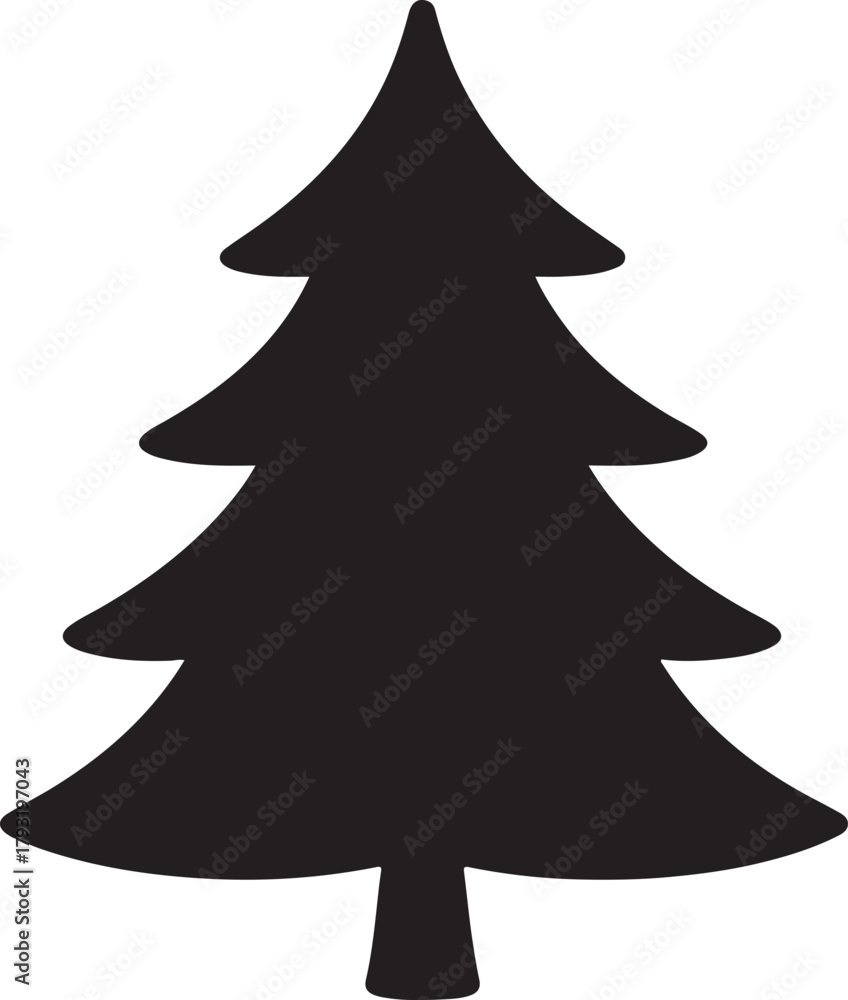 Fototapeta premium Black Silhouette Christmas Tree Vector Graphic
