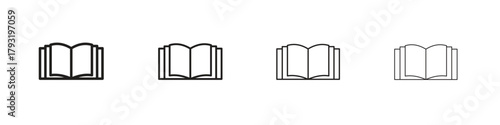 Book open icon set. editable stroke eps 10 vector illustration.