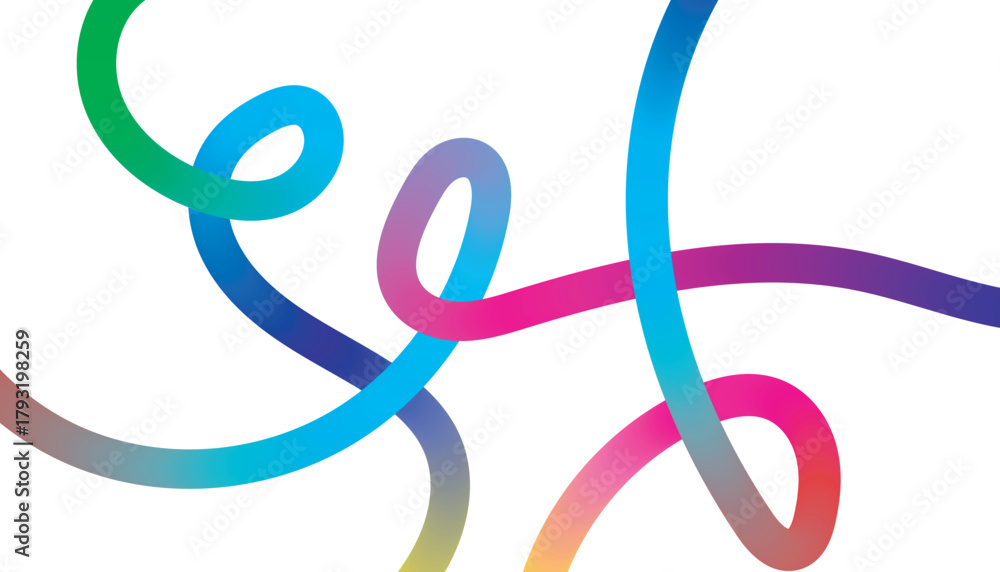 Fototapeta premium Vibrant abstract intertwined gradient lines on a white canvas