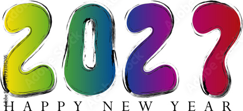 Colorful 2027 Happy New Year Design with Brush Strokes Isolated