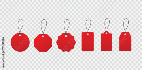 Blank Red price tag Labels Set, Sale Tags and Price, Discount, and Gift Card Vector Design