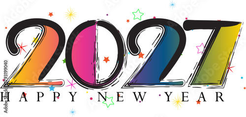 Colorful artistic happy new year 2027 celebration graphic design vector