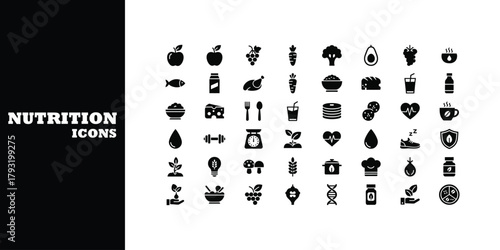 Discover healthy living with this modern collection of nutrition and wellness icons perfect for your next project